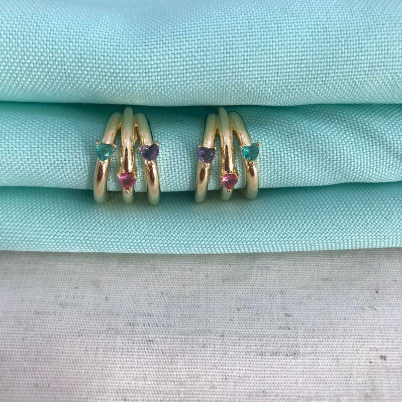 ARGOLA ZIRCÔNIA COLORIDA BANHADO A OURO