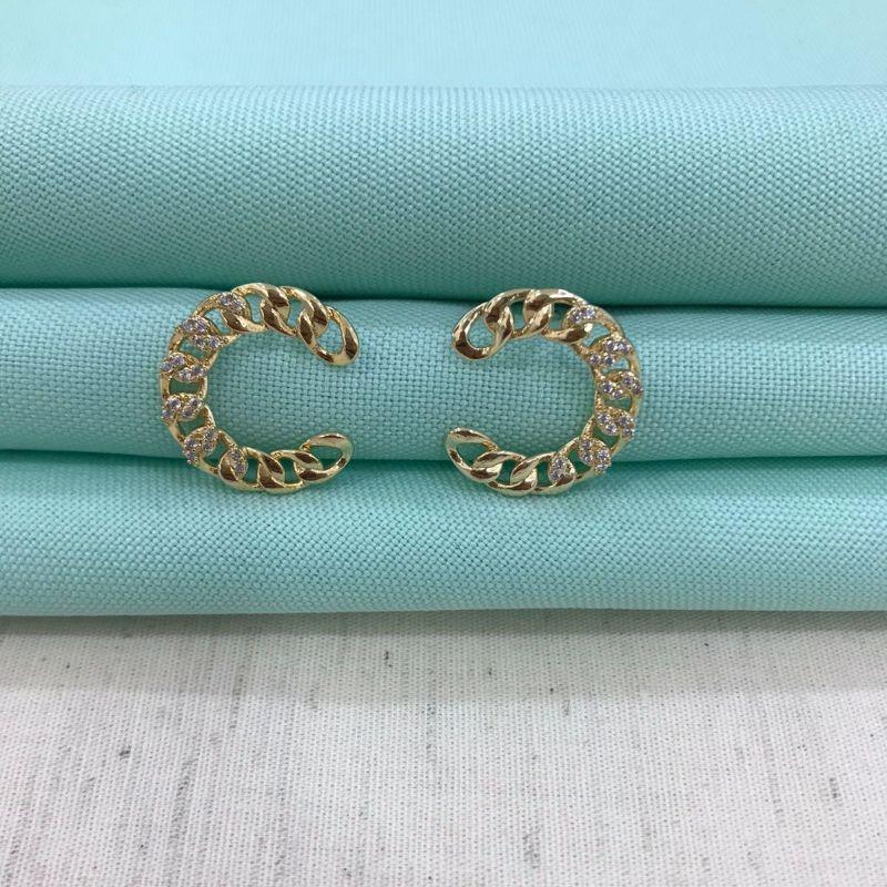 BRINCO CORRENTARIA ZIRCÔNIA BANHADO A OURO