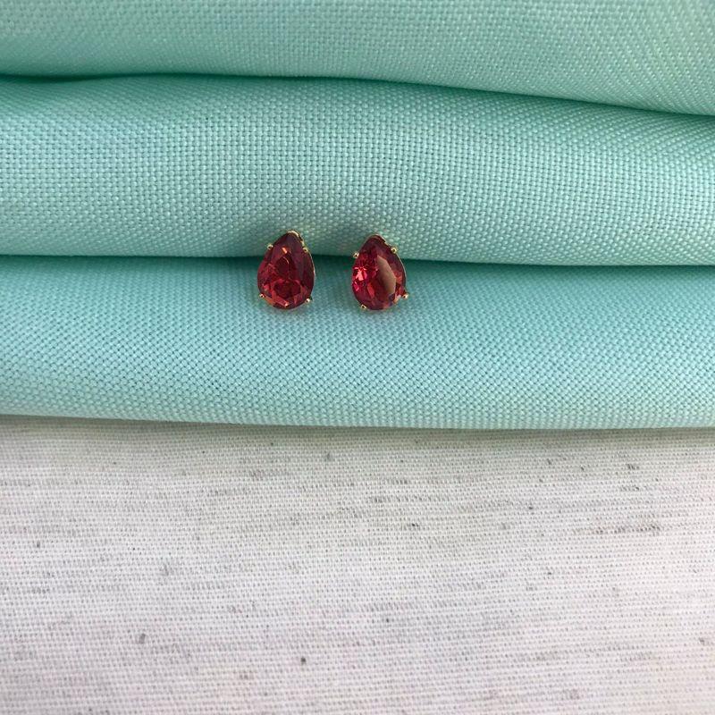 BRINCO GOTA EM ZIRCÔNIA PINK TAM M BANHADO A OURO