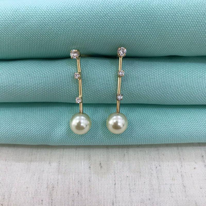 BRINCO PALITO PÉROLA PONTO LUZ BANHADO A OURO