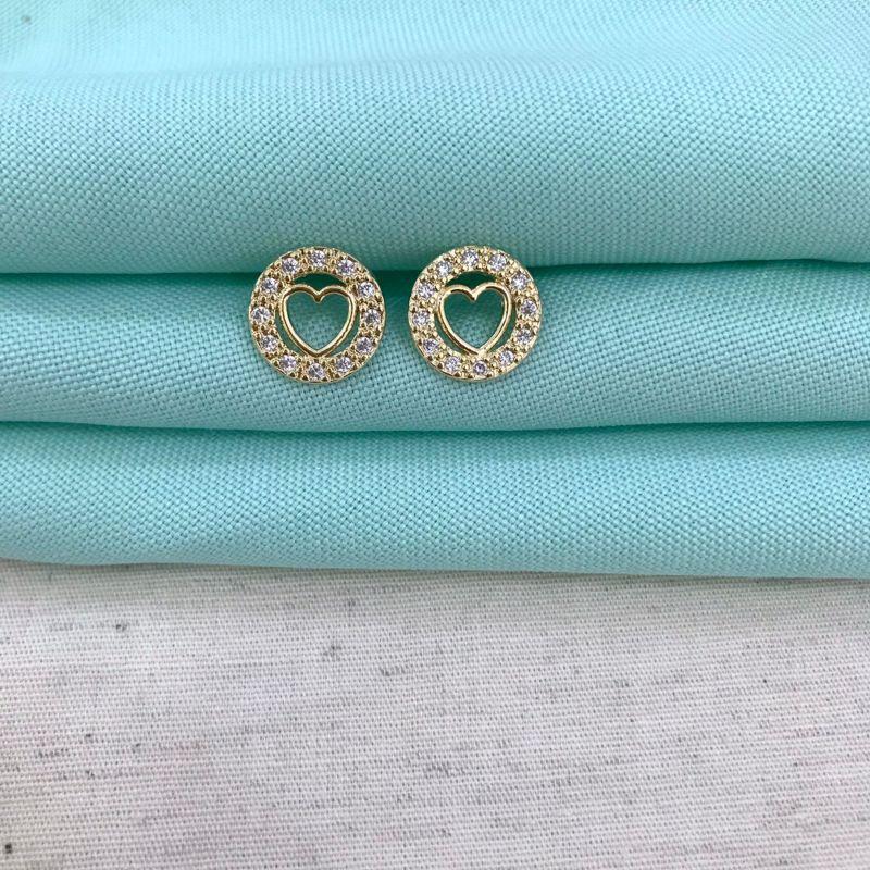 BRINCO REDONDO CORAÇÃO ZIRCÔNIA BANHADO A OURO