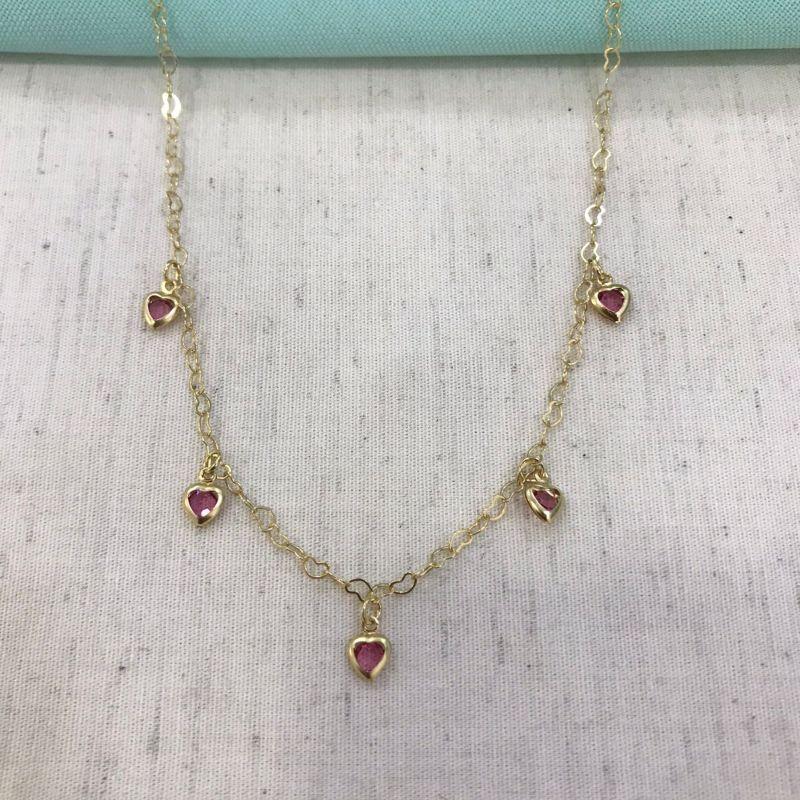CHOKER CORAÇÃO PINK BANHADO A OURO
