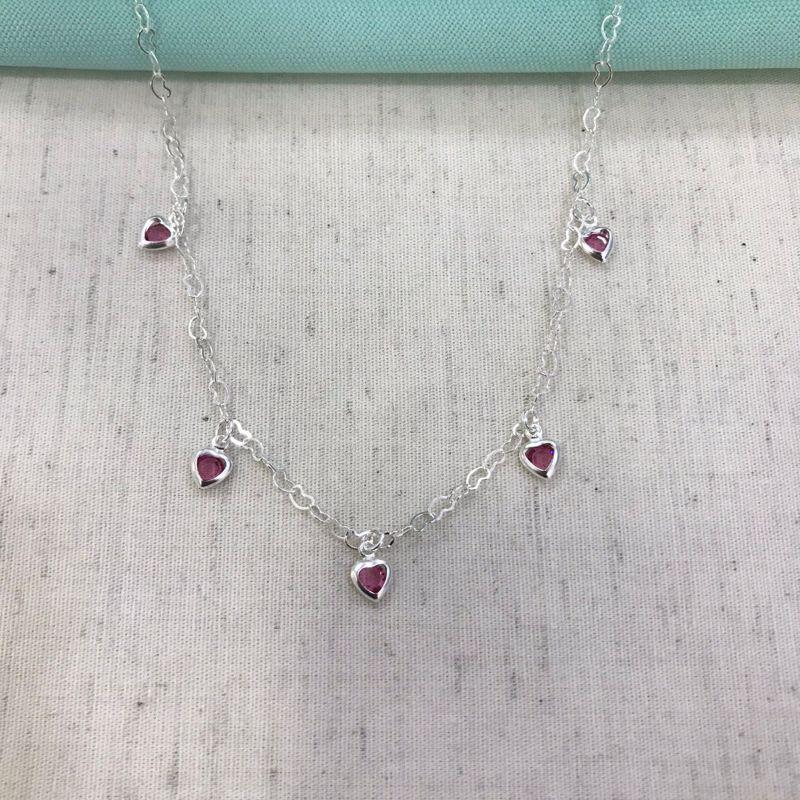 CHOKER CORAÇÃO PINK BANHADO A PRATA