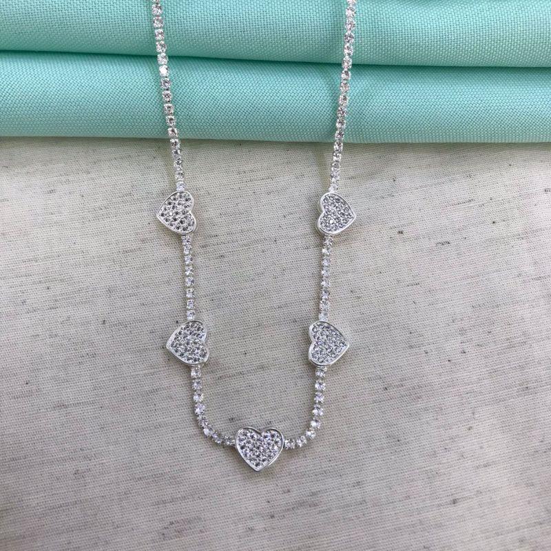 CHOKER CORAÇÃO RIVIERA BANHADO A PRATA