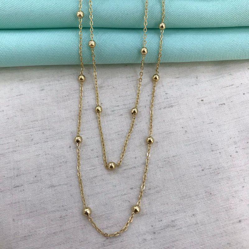 COLAR DUPLO MINI ESFERA BANHADO A OURO