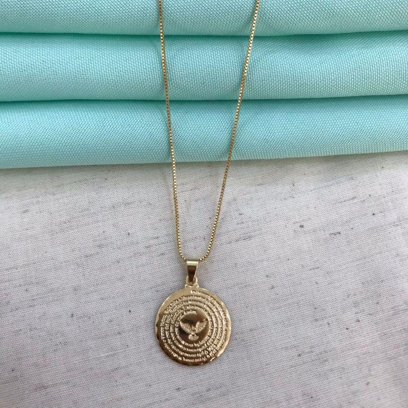 COLAR ESPÍRITO SANTO PAI NOSSO BANHADO A OURO