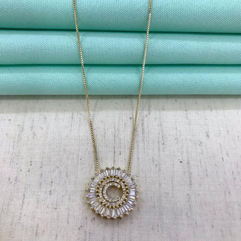 COLAR PERSONALIZADO INICIAL JEWELRY ZIRCÔNIA BANHADO A OURO