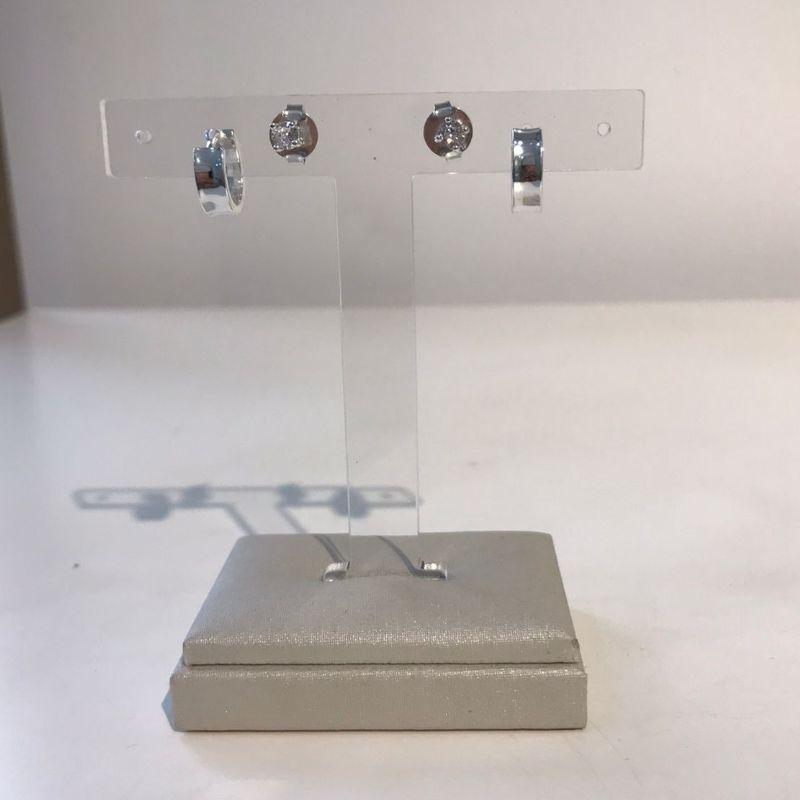 DUPLA  ARGOLA PONTO DE LUZ BANHADO A PRATA