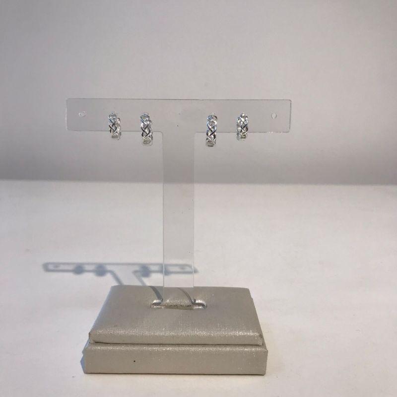 DUPLA DE ARGOLA TRANÇADA BANHADO A PRATA