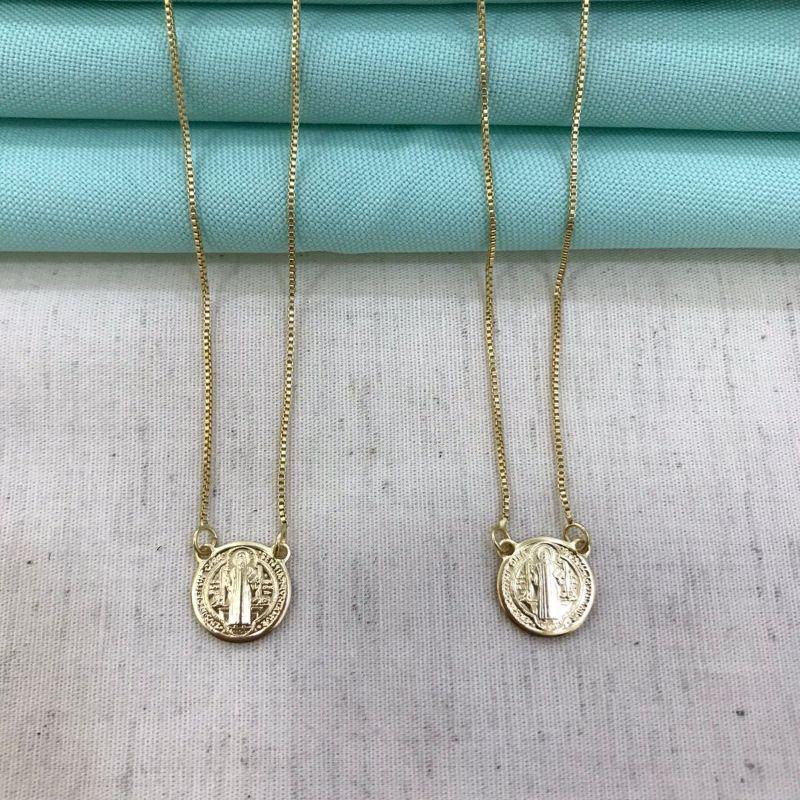 ESCAPULÁRIO SÃO BENTO BANHADO A OURO