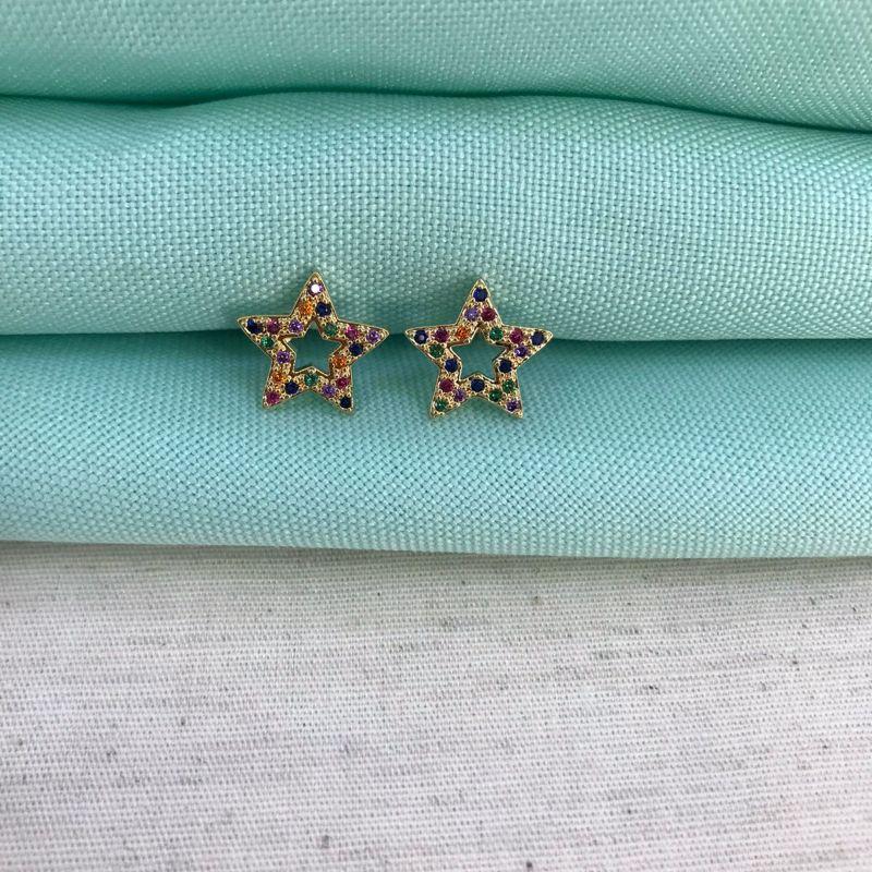 ESTRELA EM ZIRCÔNIA BANHADO A OURO