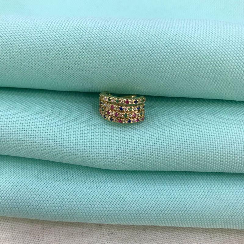 FAKE PIERCING ELEGANCE EM ZIRCÔNIA COLORIDA BANHADO A OURO