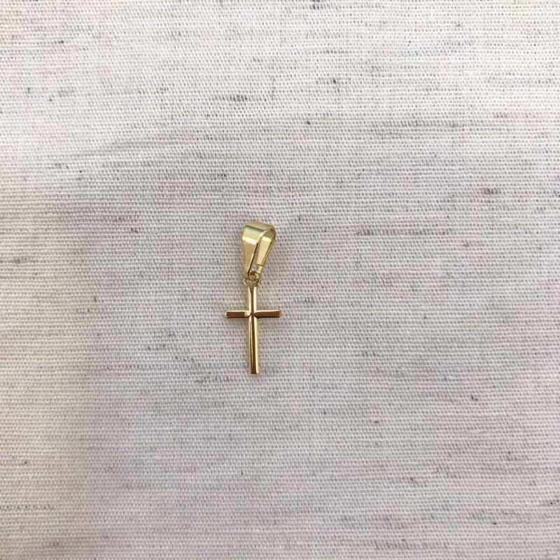 PINGENTE CRUZ LISA BANHADO A OURO