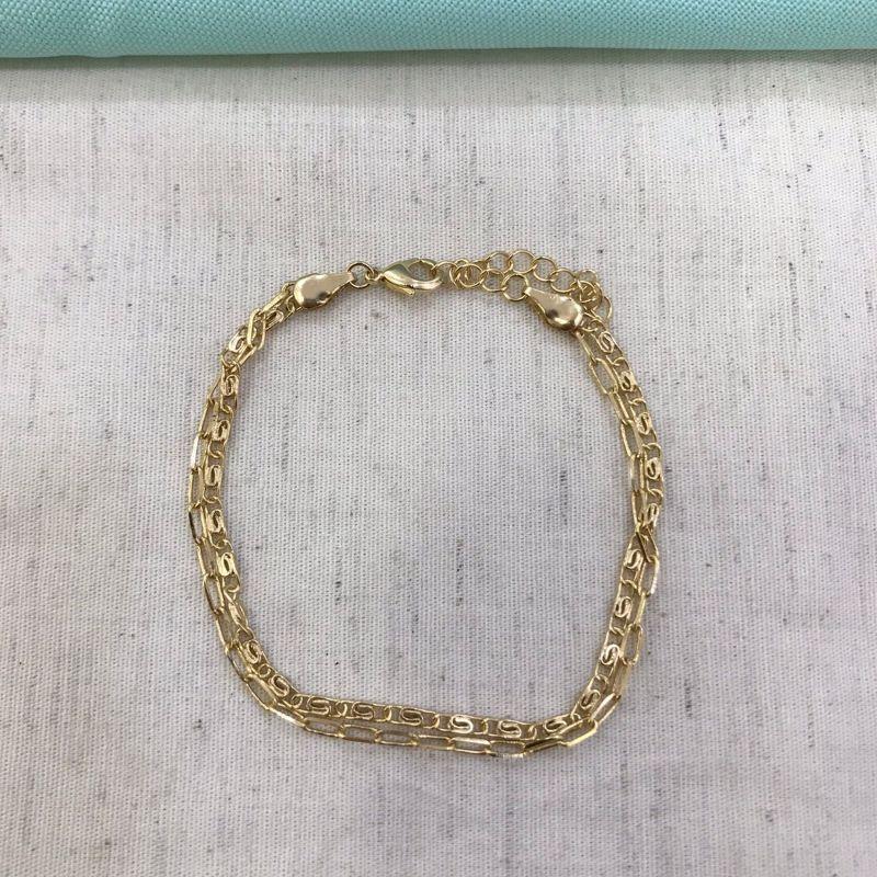 PULSEIRA DUPLA CARTIER E GRUMET BANHADO A OURO