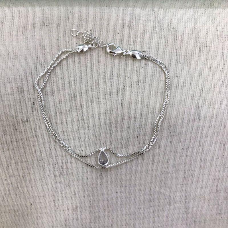 PULSEIRA DUPLA GOTA BANHADO A PRATA