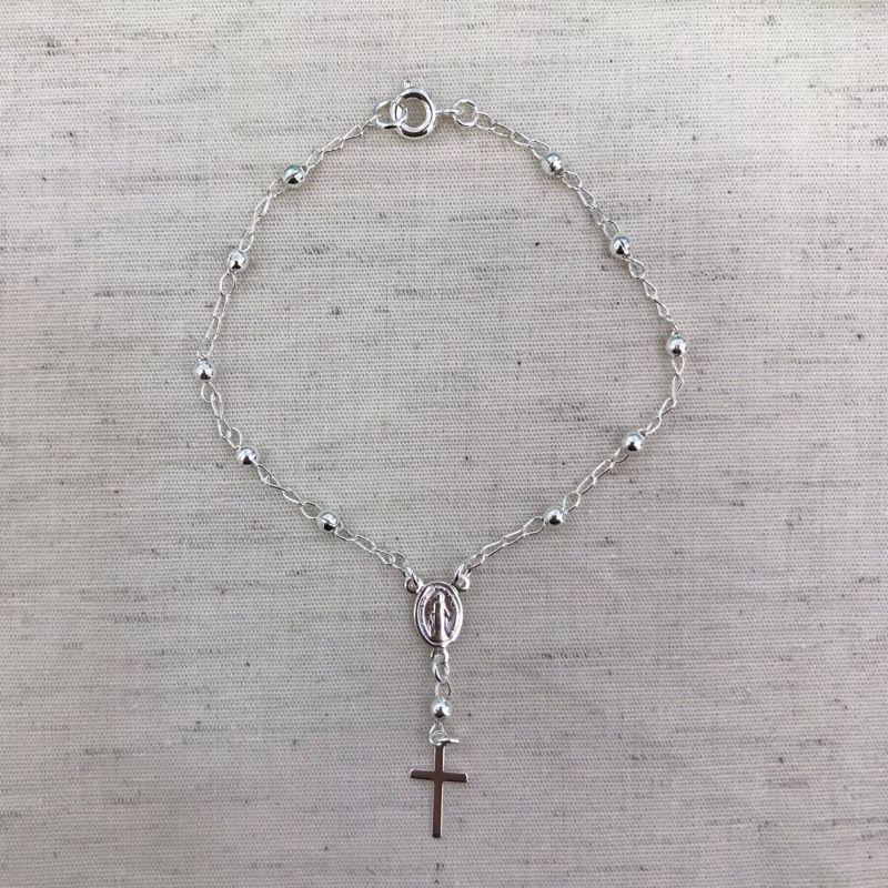 PULSEIRA TERÇO BANHADO A PRATA