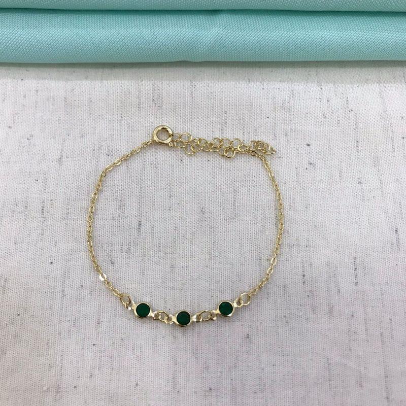 PULSEIRA TIFFANY ESMERALDA BANHADO A OURO