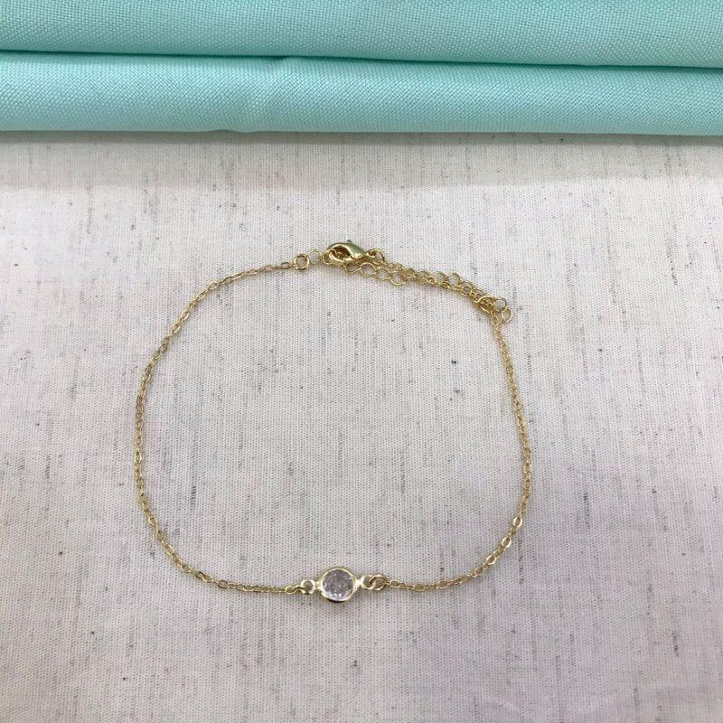 TORNOZELEIRA ELO PORTUGUES ZIRCÔNIA BANHADO A OURO