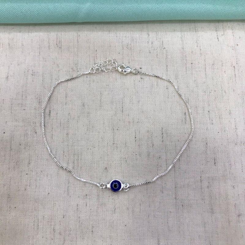 TORNOZELEIRA OLHO GREGO BANHADO A PRATA