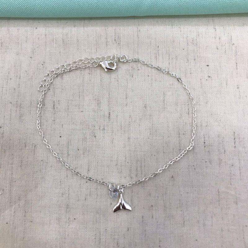 TORNOZELEIRA RABO DE SEREIA TIFFANY BANHADO A PRATA