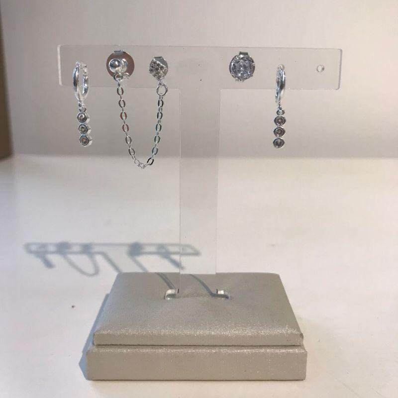 TRIO ZIRCÔNIA FRECCIA BANHADO A  PRATA