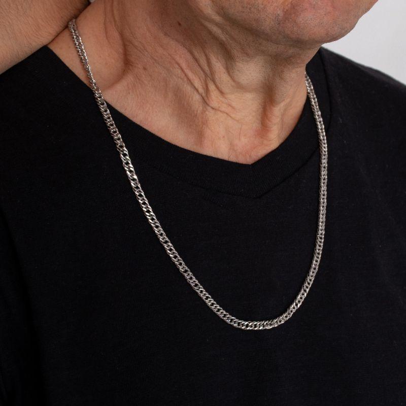 CORRENTE GRUMET DUPLO MACULINO AÇO INOXIDÁVEL PRATA