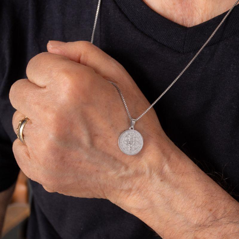 CORRENTE SÃO BENTO MASCULINO AÇO INOXIDÁVEL PRATA