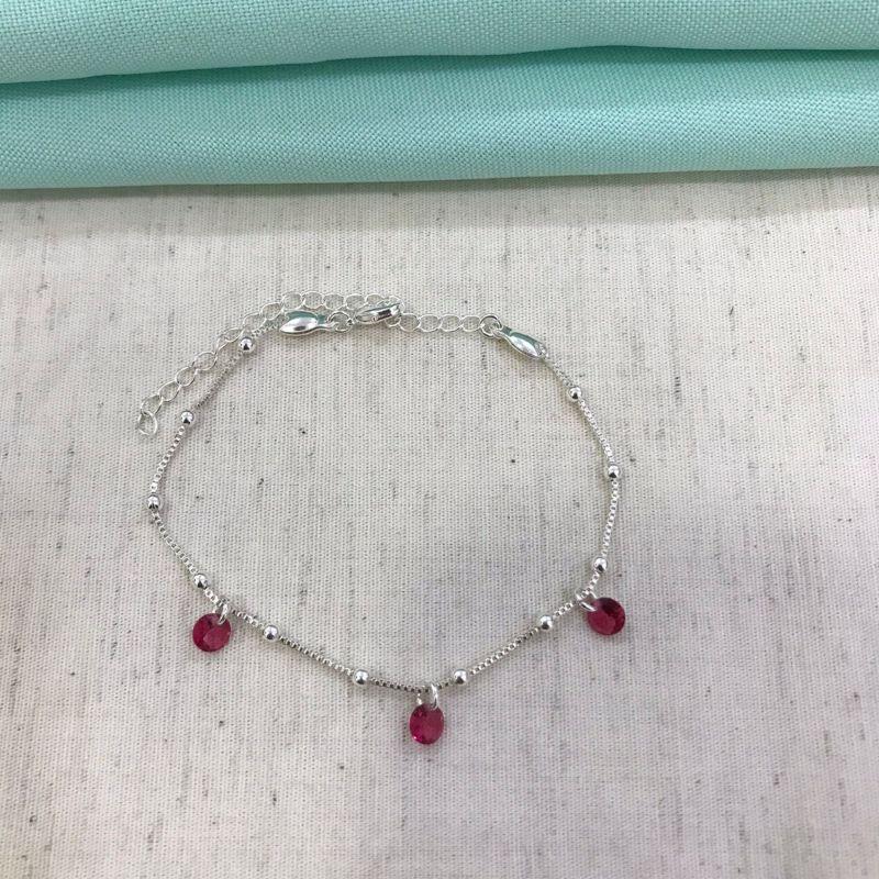 PULSEIRA ESFERA TIFANY PINK BANHADO A PRATA