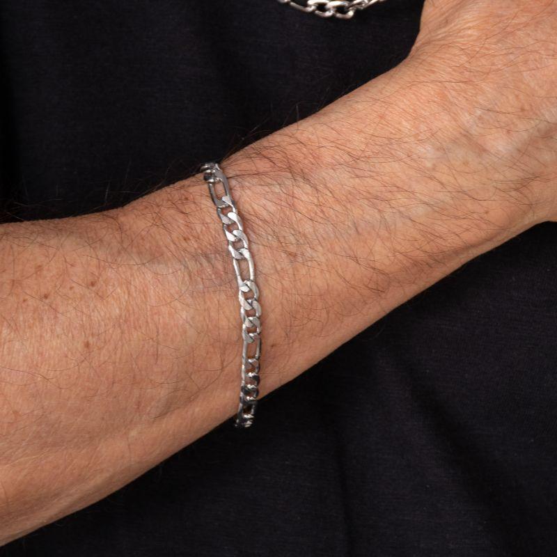 PULSEIRA FÍGARO MASCULINO AÇO INOXIDÁVEL PRATA
