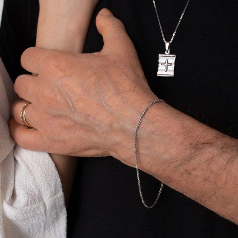 PULSEIRA VENEZIANA MASCULINO AÇO INOXIDÁVEL PRATA