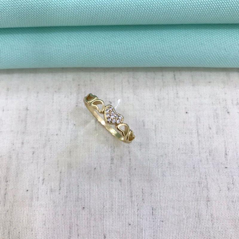 ANEL CORAÇÃO ZIGUE ZAGUE BANHADO A OURO