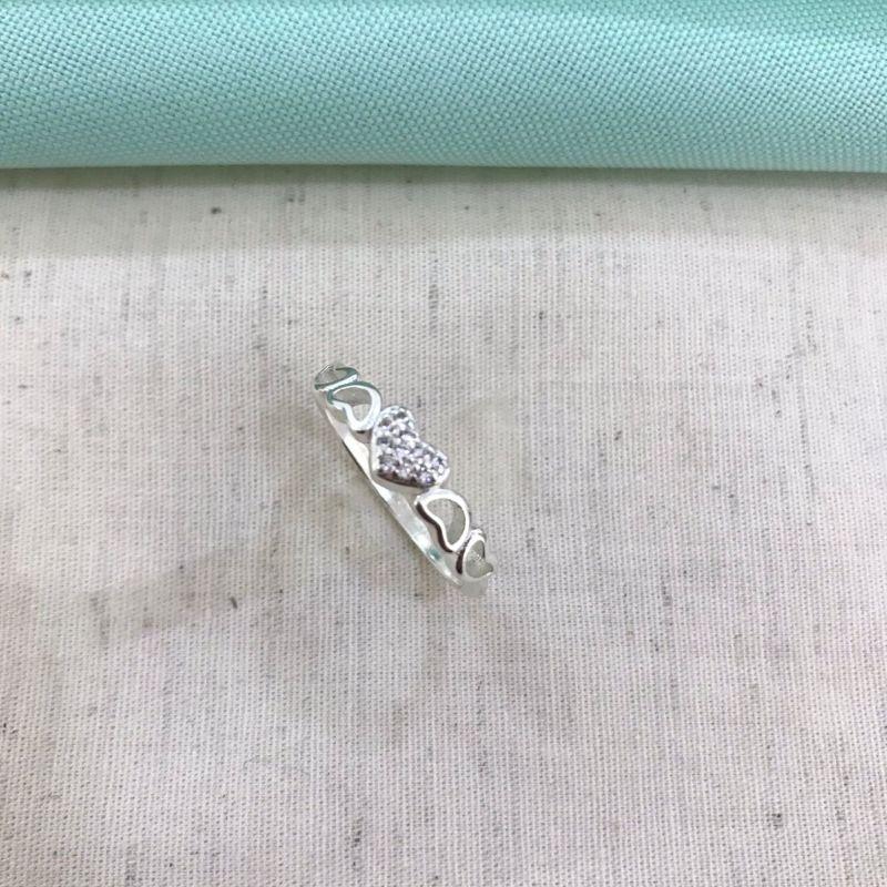 ANEL CORAÇÃO ZIGUE ZAGUE BANHADO A PRATA