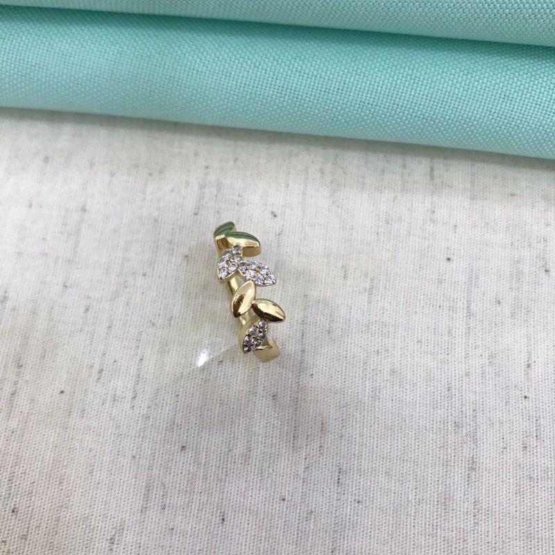 ANEL FOLHAS ZIRCÔNIA BANHADO A OURO