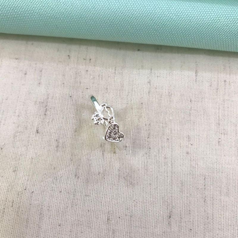 ANEL MENINA CORAÇÃO BANHADO A PRATA