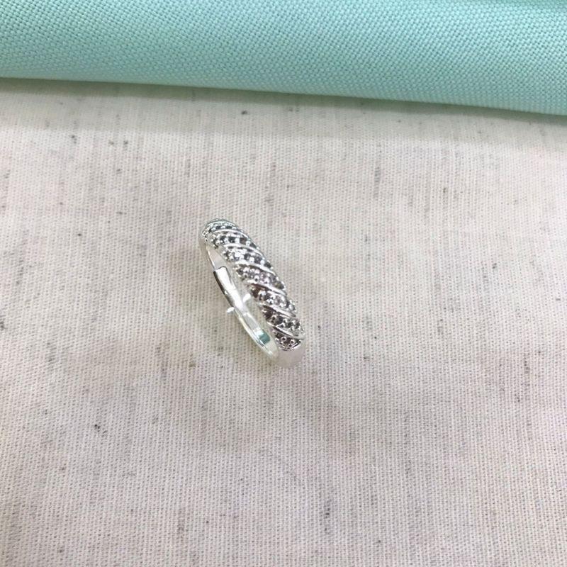 ANEL TRANÇADO ZIRCÔNIA BANHADO A PRATA