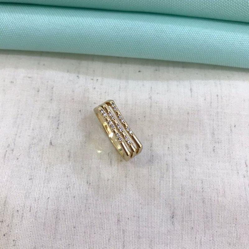 ANEL TRIPLO QUADRADO BANHADO A OURO