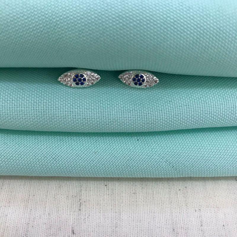 BRINCO OLHO GREGO ZIRCÔNIA BANHADO A PRATA