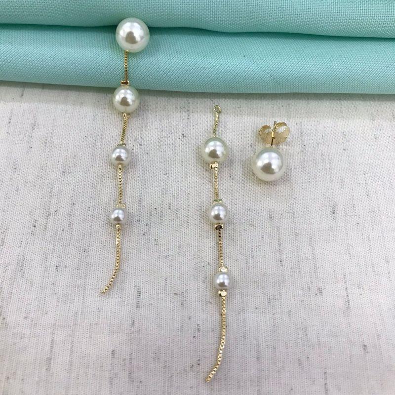 BRINCO PÉROLA CLARI BANHADO A OURO