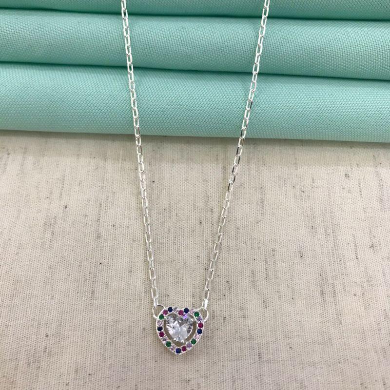 CHOKER CARTIER CORAÇÃO ZIRCÔNIA BANHADO A PRATA