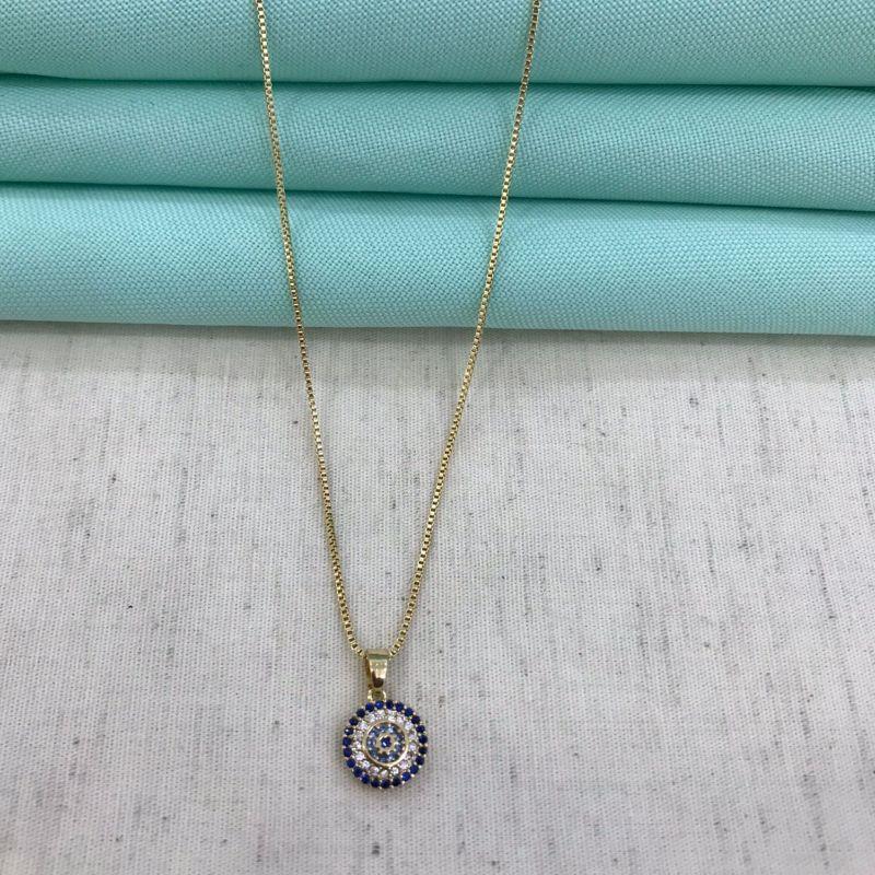 COLAR MANDALA ZIRCÔNIA BANHADO A OURO