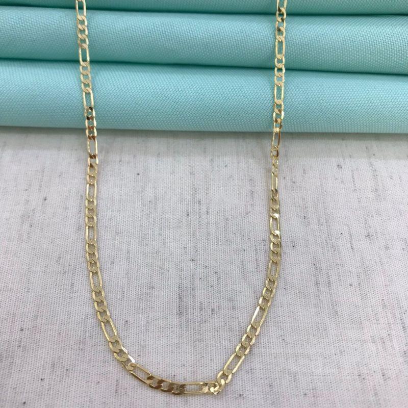 CORRENTE FÍGARO FECHO GAVETA MASC BANHADO A OURO