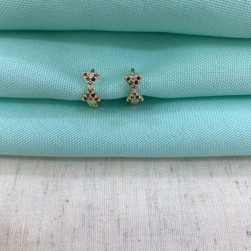 ARGOLINHA LAÇO INF ZIRCÔNIA COLORIDA BANHADO A OURO