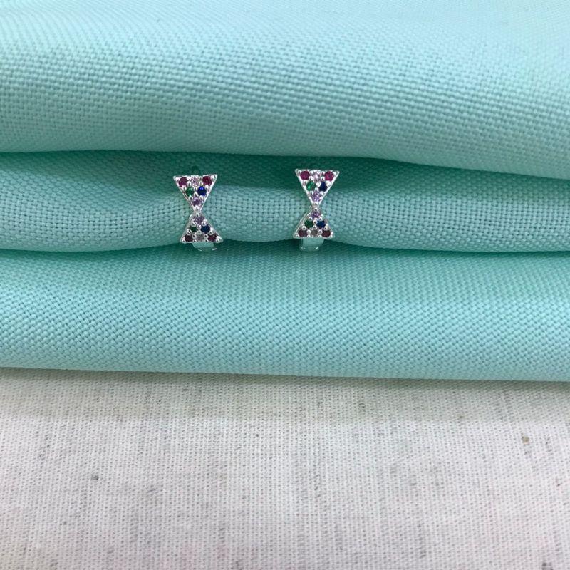 ARGOLINHA LAÇO INF ZIRCÔNIA COLORIDA BANHADO A PRATA