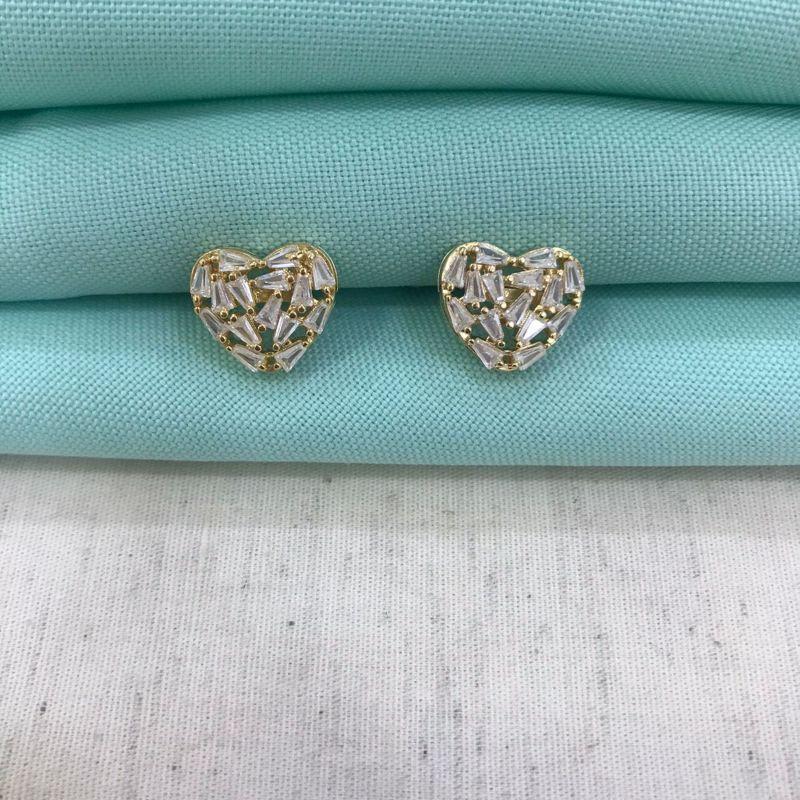 BRINCO CORAÇÃO ZIRCÔNIA BANHADO A OURO