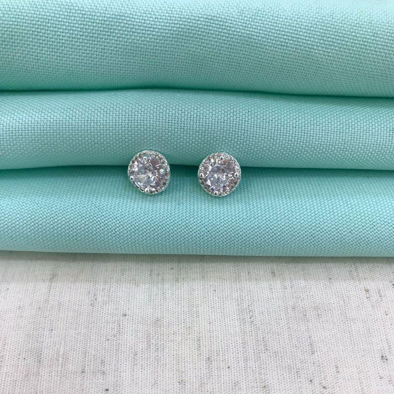 BRINCO REDONDO JEWELRY ZIRCÔNIA BANHADO A PRATA