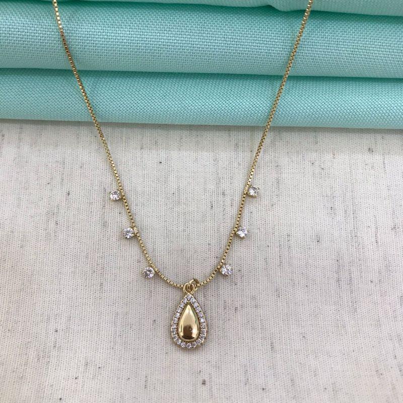 COLAR GOTA COM ZIRCÔNIA BANHADO A OURO