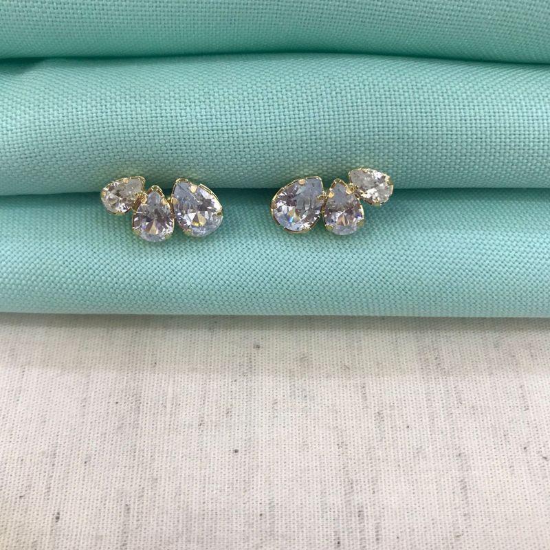 EARCUFF TRIO GOTAS EM ZIRCÔNIA BANHADO A OURO