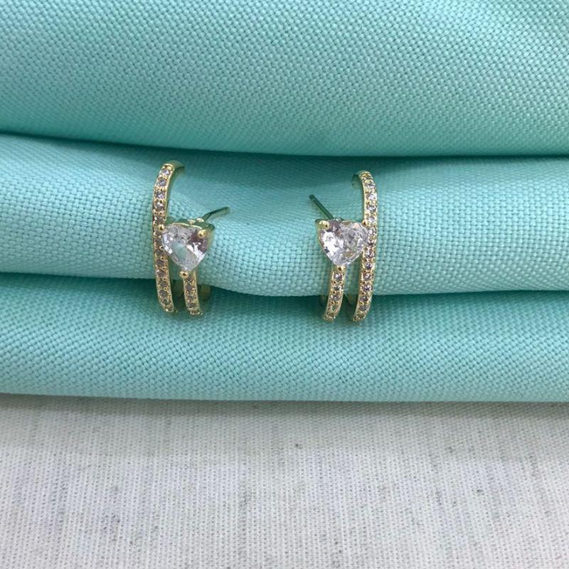 EARHOOK CORAÇÃO GLAM BANHADO A OURO