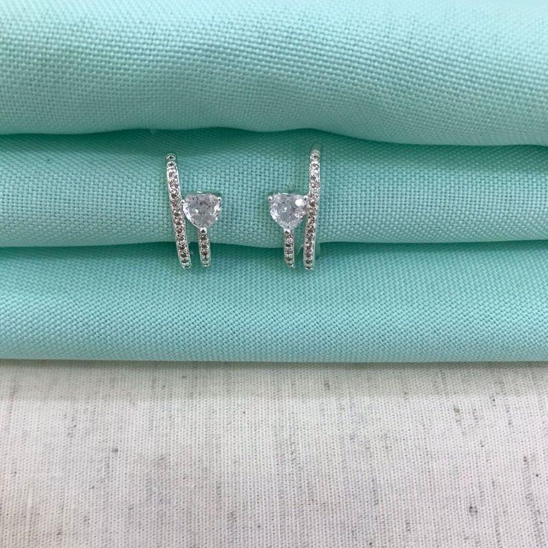 EARHOOK CORAÇÃO GLAM BANHADO A PRATA