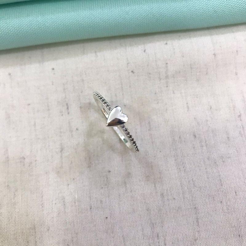 ANEL CORAÇÃO ZIRCÔNIA BANHADO A PRATA